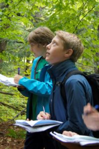 Students identify trees.